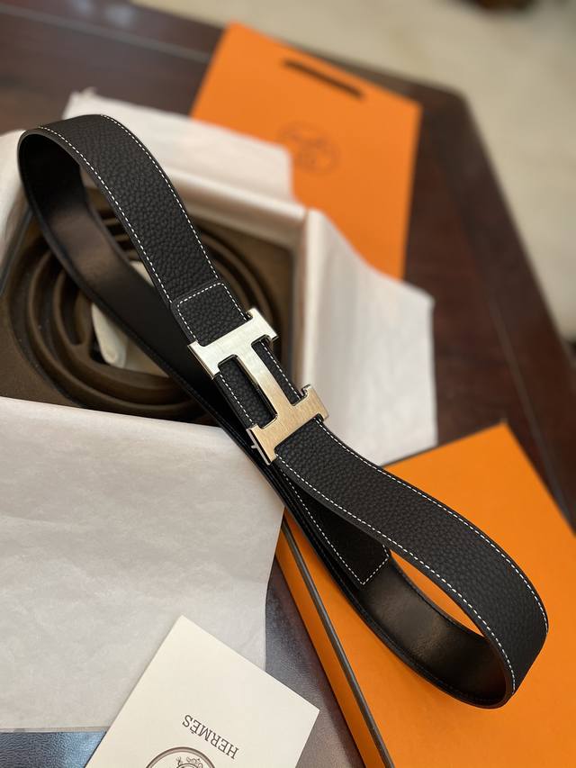 Sale 爱马仕 全套包装 宽3.8Cm 进口原版皮带身 双面可两面用 精钢五金 皮带