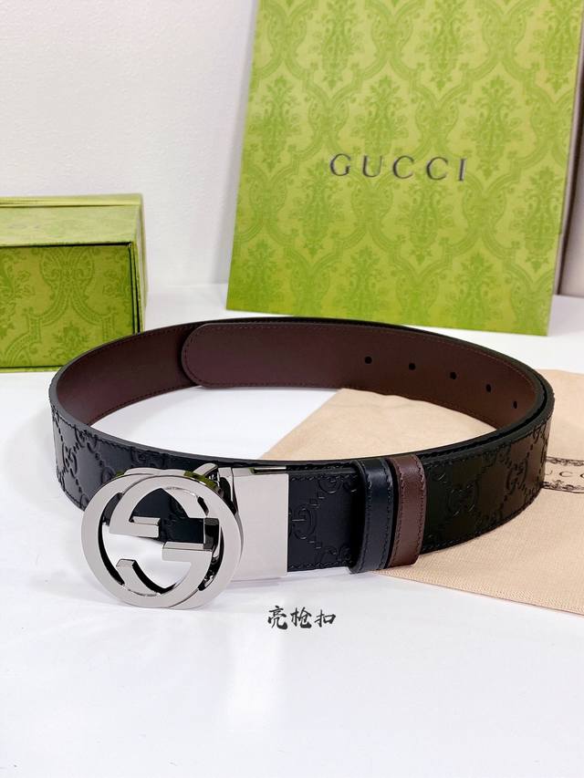配全套包装礼盒 Gucci 升级版原单腰带 给它一个专柜 它就是正品 定制进口原版皮 转动精品扣 双面可用皮带 正品宽度3 7Cm