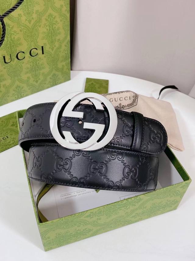 Gucci 最新版本原单腰带 永不过时经典款 意大利原厂定制原版皮 精品扣头五金 宽度4 0Cm皮带腰带