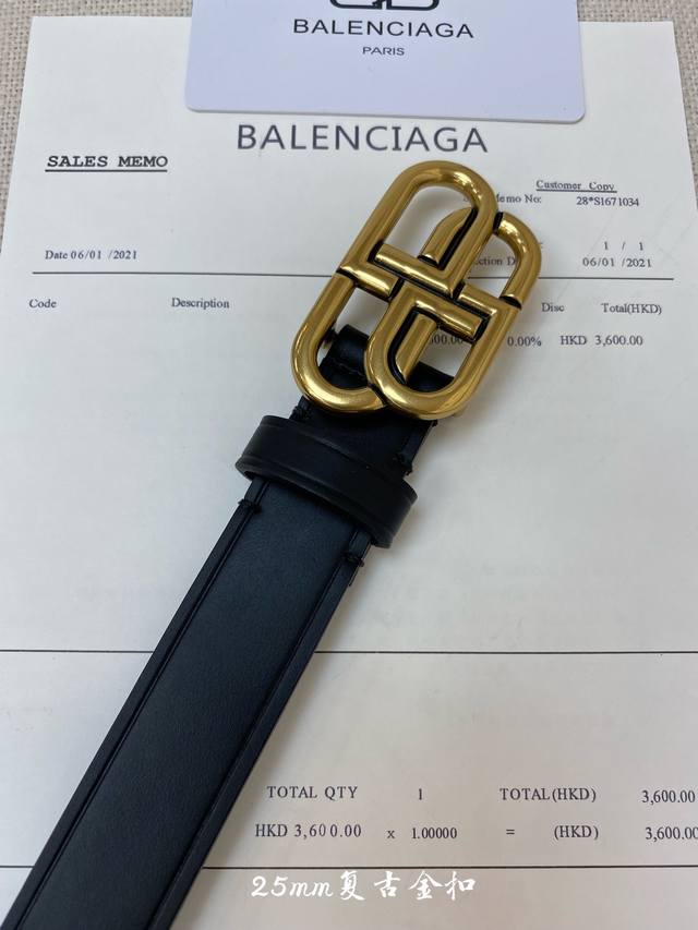 Balenciaga 巴黎世家2021 新款腰带 双面意大利雾面小牛皮 搭配复古扣--宽度2 5Cm 全套包装 - 点击图像关闭