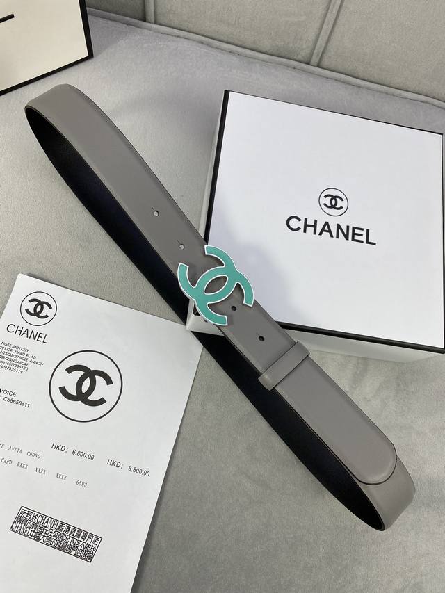 宽度3 0Cm Chanel 香奈儿 进口柔软小牛皮支持nfc芯片官方网站链接扫码验证 金 银色金属磨胶钢扣