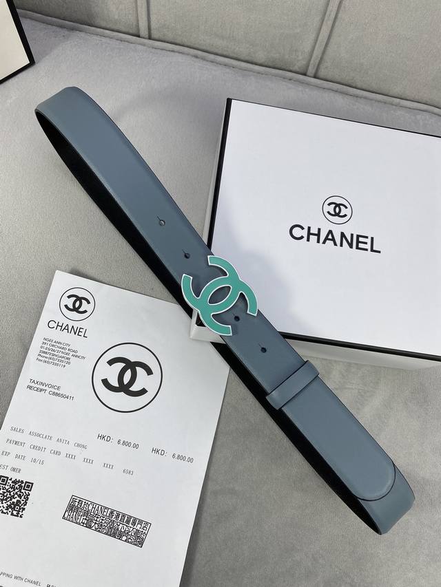 宽度3 0Cm Chanel 香奈儿 进口柔软小牛皮支持nfc芯片官方网站链接扫码验证 金 银色金属磨胶钢扣