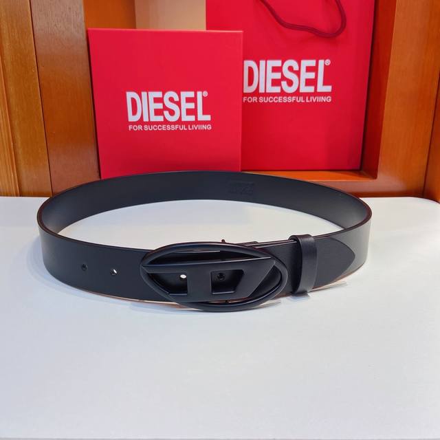 Diesel23春夏新品oval-D Logo经典系列皮带腰带 精品宽度 4.0Cm 时髦复古风