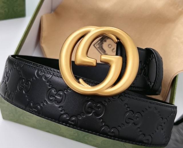 特 Gucci 3.5宽belt With Interlocking G Detail 时尚腰带 针扣设计 平纹牛皮底 - 点击图像关闭