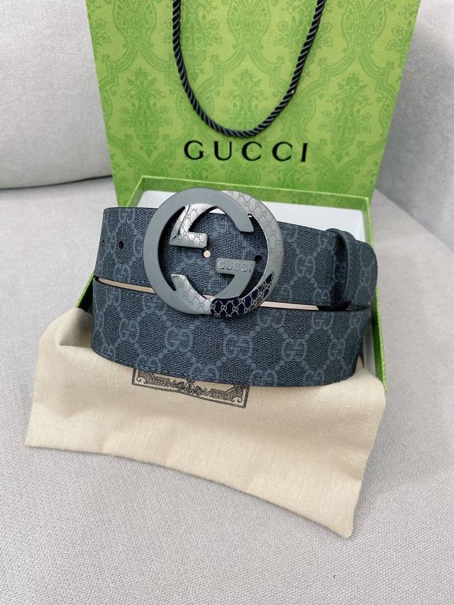 特 Gucci 高端定制男士原单皮带，海外限量定制款式，顶级原厂材质复刻，体现腰间贵族的一款必备腰带，宽度4.0Cm