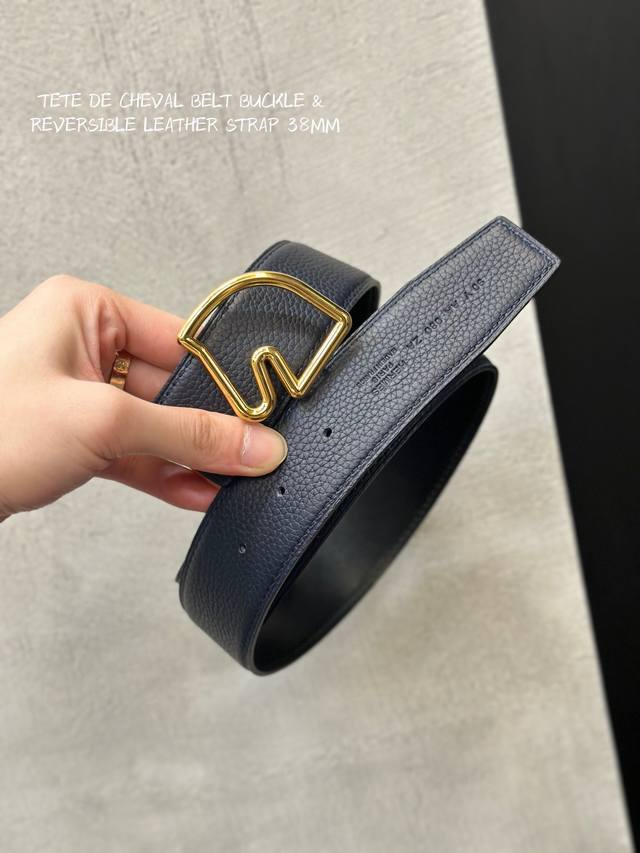特 Tete De Cheval Belt Buckle & Reversible Leather Strap 38Mm