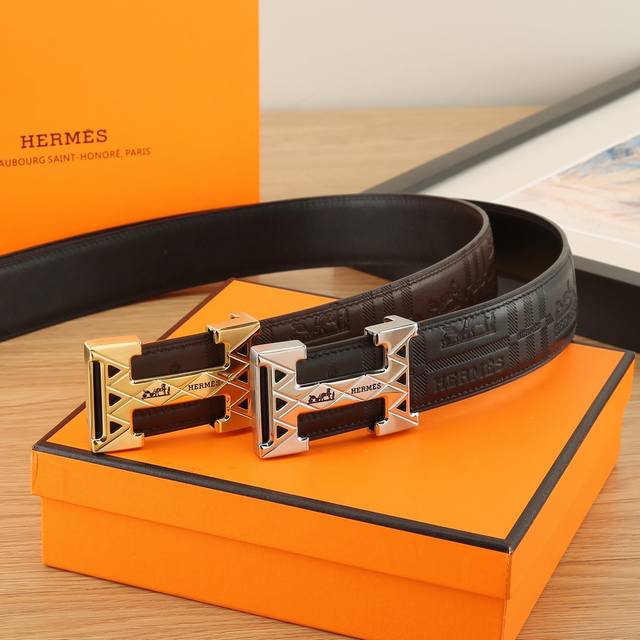 特 爱马仕.Hermes 全套包装 3.8宽精品不锈钢钢扣，搭配意大利双面进口头层牛皮，可自行选择搭配，全套包装，精品版扣系列