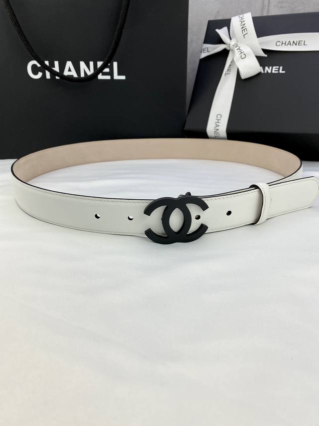 宽度3.0Cm Chanel 香奈儿 女士经典款腰带皮带新款光滑内衬磨砂牛皮搭配精品钢扣